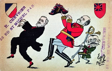 Postcard depicting President Loubet, King Edward VII and Theophile Delcasse, May 1903