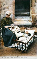 Postcard depicting a lacemaker of the Velay region, early 20th century