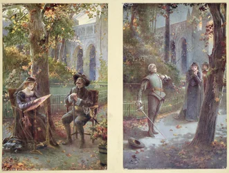 Postcards depicting Cyrano de Bergerac with Roxanne