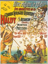 Poster advertising Horlogerie-Bijouterie Haldy, before 1890