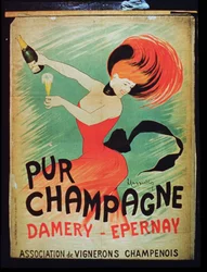 Poster advertising Pur Champagne, from Damery, Epernay