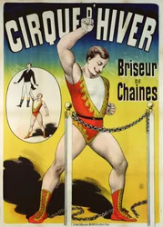 Poster advertising a strongman at the Cirque dHiver