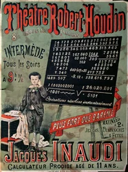 Poster advertising an appearance of Jacques Inaudi at the Theatre Robert Houdin, Paris, 1878