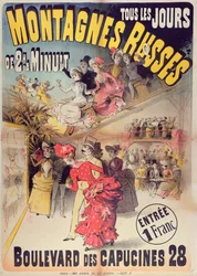 Poster advertising the Montagnes Russes Roller Coaster in the Boulevard des Capucines, Paris, 1888