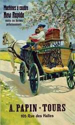 Poster advertising the New Rapide sewing machines, A. Papin Tours, 10 rue des Halles