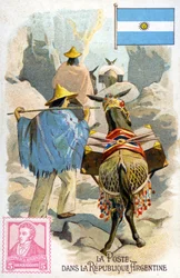 Postman in Argentina delivering mail, late 19th century