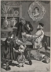 Potichomy, a 19th Century Process to Imitate Porcelain Vases from China and Japan. Engraving from 1880 in 
