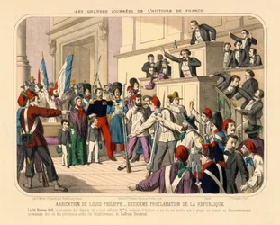 Proclamation of the Second French Republic During the February Revolution, 24 February 1848, Broadsheet Published by Gadola, Lyon, 1848