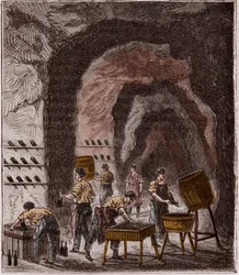 Production of Champagne - Engraving in 