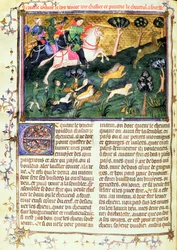 Pursuit of a Roe-buck, from Livre de la Chasse, original text written by Gaston III, Comte de Foix Phebus le Chasseur (1331-91) Avignon, 1387-89