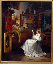 Girl Reading a Book in an Office