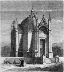 Religious architecture: exterior view of the chapel Saint Louis (1842), Carthage, Tunisia