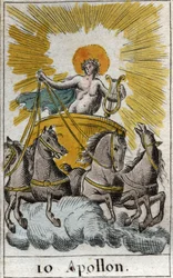 Representation of Apollo, god of singing, music and poetry, on his chariot. From 