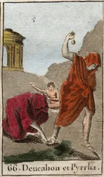 Representation of Deucalion and Pyrrha, the only survivors after the deluge caused by Zeus to destroy the human race. From “Mythology of Youth” by Pierre Blanchard 1803