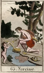 Representation of Narcissus, young man in love with himself, he constantly admires his reflection. From 