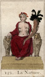 Representation of Nature as a Woman on a Throne with a Horn of Abundance. From 