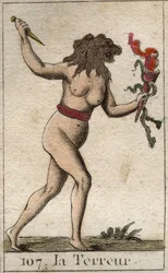 Representation of Terror as a Woman with a Lion Head Holding a Knife and Snakes. From 