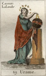 Representation of Urania, Muse of Astronomy and Astrology, She Holds a Globe and a Compass. From 