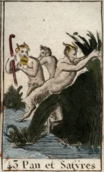 Representation of the Country God Pan and Satyrs. He Has Hairy Thighs, Goat Feet, and Plays Flute (Syrinx). From 