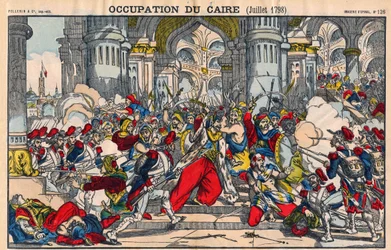 Representation of the revolt of the inhabitants of Cairo against the French occupation led by Bonaparte on 21 October 1798