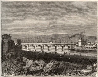 Roanne - Loire, en region Rhone-Alpes - engraving in La France illustree: geography, history, administration statistique by V.A. Malt-Brown