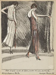 Afternoon Dress by de Beer, and Evening Dress by Worth, from a Collection of Fashion Plates