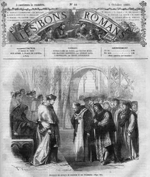 Roman serial: “Notre Dame de Paris” by Victor Hugo (1802-1885). Engraving in “Les bons romances”