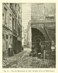 Rue des Marmousets in 1865, view taken from rue Saint-Landry