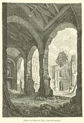Ruins of the City Hall, courtyard of the offices