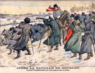 Russo-Japanese War - After the Battle of Mukden The Russian commander, General Kuropatkin, ordering the retreat of his army. Russo-Japanese War (1904-1905) - After the Battle of Mukden. General Kuropatkin orders his troops to retreat. Illustration for Le P