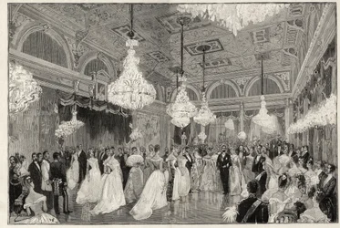Sadi Carnot (1837-1894) French President from 1887 to 1894 and his wife in Elysee palace - Sadi Carnot, president of the French Republic and his wife - The feasts of the presidency - the new ballroom at the Palais de L