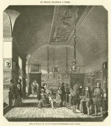 Reading Room of the Newly Founded French Circle in Rome (engraving)
