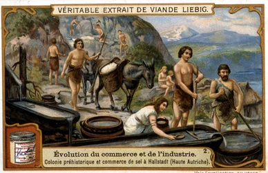 Salt trade in Upper Austria in prehistoric times in Hallstadt - Liebig chromolithography