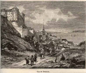 Saumur department of Maine-et-Loire, in the region Pays de la Loire - engraving in France illustree: geography, history, statistical administration by V.-A. Malt-Brown. 1884