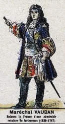 Sébastien Le Prestre de Vauban (1633-1707), marechal of France. In Galeriede Kings and Queens of France and illustrious characters from 1643 to 1895 Image of epinal
