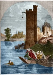 Scandal of the tower of Nesle: Buridan managed to escape from the tower of Nesle in Paris in 1314 despite the ambush set by Queen Marguerite of Burgundy
