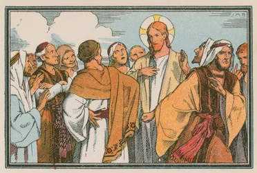 Scene from the Life of Jesus (coloured engraving)