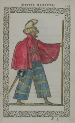 Scottish man in native costume, from Costumes du Monde, 1572