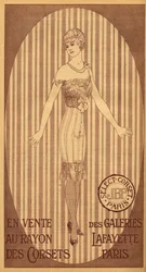 Select JPB corset for sale in the corset department of Galeries Lafayette in Paris - 1914