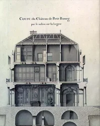 Sideways section through the centre of the Chateau de Petit-Bourg, showing the salon