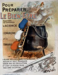 French Society of the Interwar Period: Poster Representing the Cauldron of the Well-being of the French Republic Fed