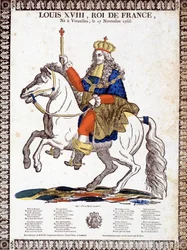 Song in Honor of the King of France Louis XVIII, Illustrated by an Equestrian Portrait of the King (Engraving)