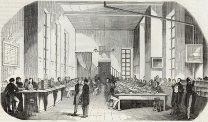 Sorting of letters in Paris - Engraving in 