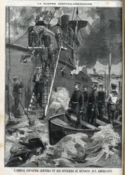 Spanish Admiral Cervera and his officers surrendered to the Americans