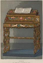 Spinet with the Coat of Arms of Princess of Conti (from Dictionnaire de Lameublement et de la Decoration by Henry Havard, Volume 2, Plate 26)