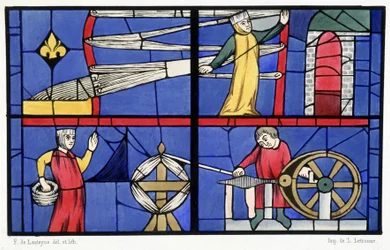 Spinning Workshop, Facsimile of Stained Glass Windows from the Cathedral of Amiens from 