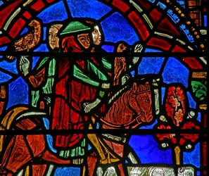 St Cheron window: horse and dog
