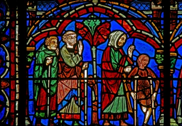 St Cheron window: the sick at his tomb