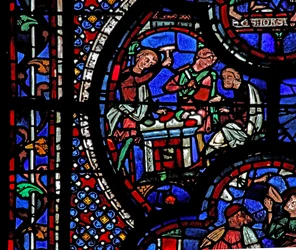 St John Window: Two Men Break Up Some Gems