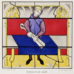 Stained Glass Showing a Sheer of Sheets, Church of Our Lady of Semur